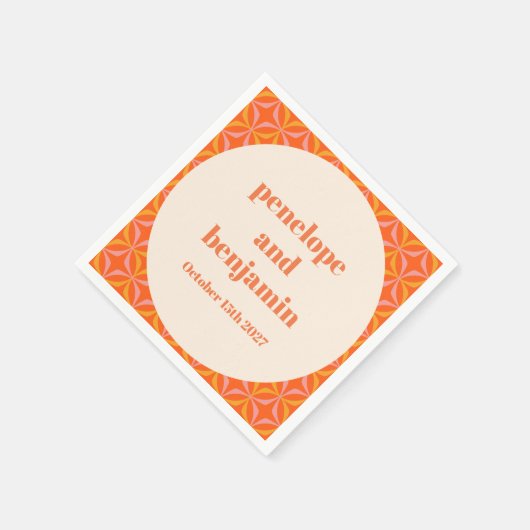 Mid Century Modern Sinaasappel aangepaste bruiloft Servet (Hoek)