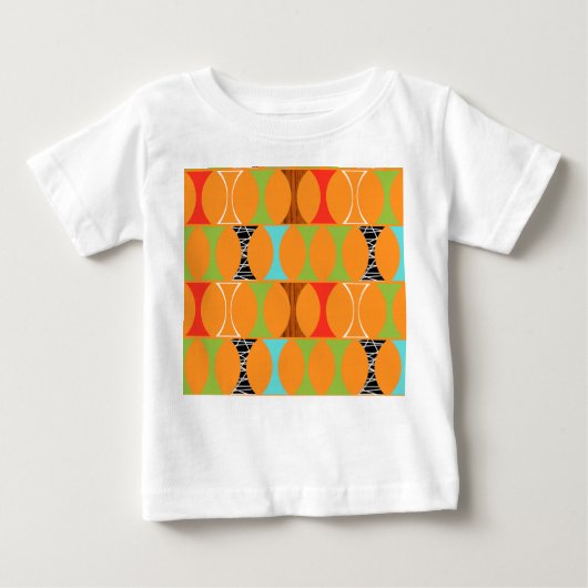 Mid Century Modern Sinaasappel Pattern Baby T-shir (Voorkant)