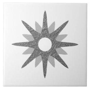 Mid-Century Modern Single Silver Starburst   Groot Tegeltje