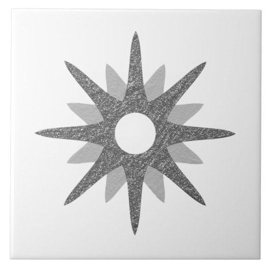 Mid-Century Modern Single Silver Starburst | Groot Tegeltje (Voorkant)