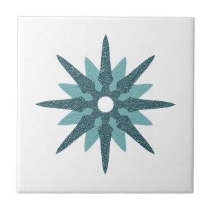 Mid-Century Modern Single Turquoise Star-ontwerp Tegeltje