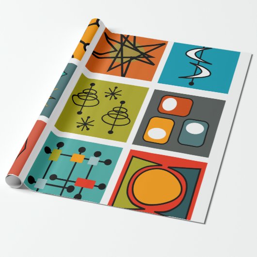 Mid-Century Modern Smorgasbord Cadeaupapier (Uitgerold)