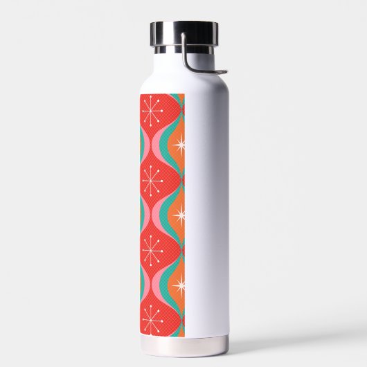 Mid Century Modern Snazzy Oranje en Aqua Waterfles (Links)