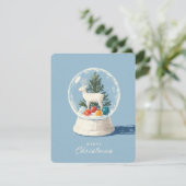 Mid-Century Modern Snow Globe White Deer  Feestdagenkaart (Staand voorkant)