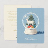 Mid-Century Modern Snow Globe White Deer  Feestdagenkaart (Voorkant / Achterkant)