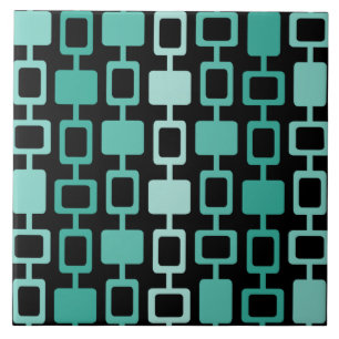 Mid Century Modern Square Columns Black Aquamarine Tegeltje