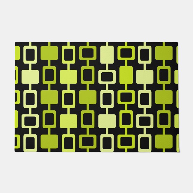 Mid Century Modern Square Columns Black Chartreuse Deurmat (Voorkant)