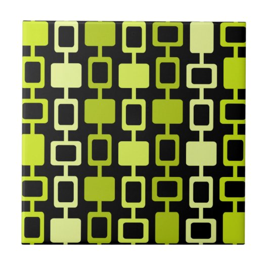 Mid Century Modern Square Columns Black Chartreuse Tegeltje (Voorkant)