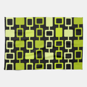 Mid Century Modern Square Columns Black Chartreuse Theedoek