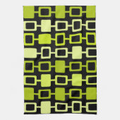 Mid Century Modern Square Columns Black Chartreuse Theedoek (Verticaal)
