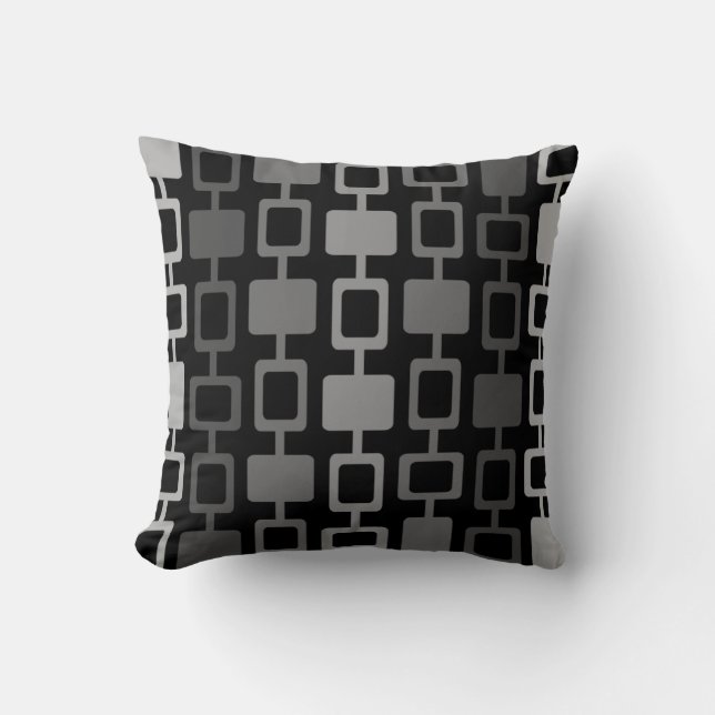 Mid Century Modern Square Kolommen zwart grijs Kussen (Voorkant)
