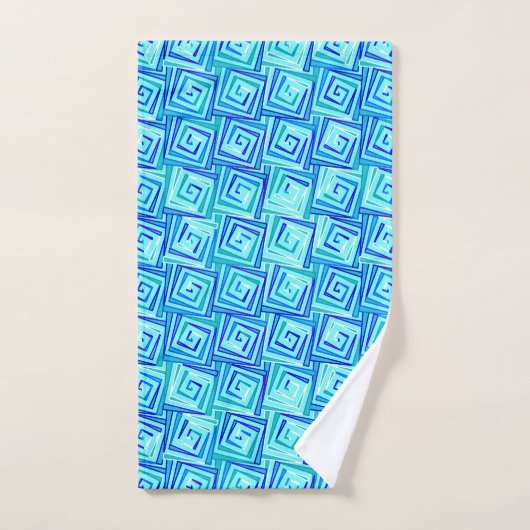 Mid-Century Modern Square Spirals, Aqua Multi Bad Handdoek (Handdoek)