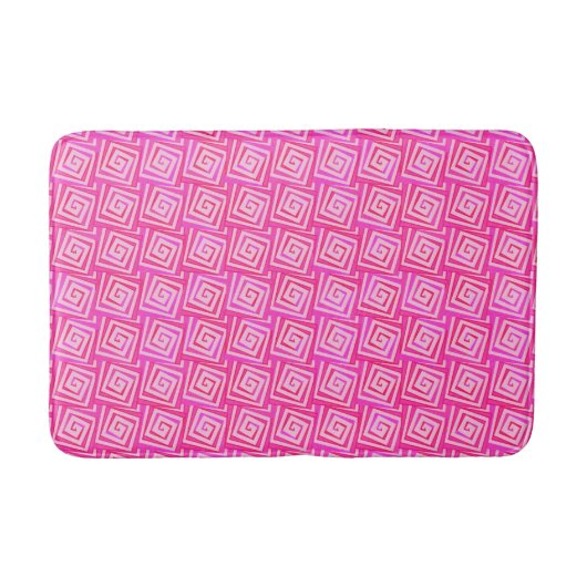 Mid-Century Modern Square Spirals, Fuchsia Pink Badmat (Voorkant)