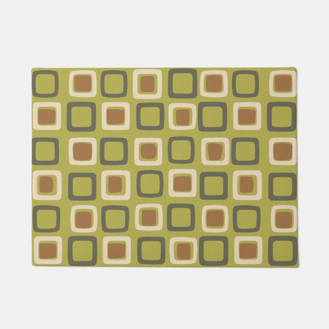 Mid Century Modern Squares Chartreuse Deurmat (Voorkant)