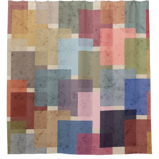 Mid Century Modern Squares Douchegordijn (Voorkant)