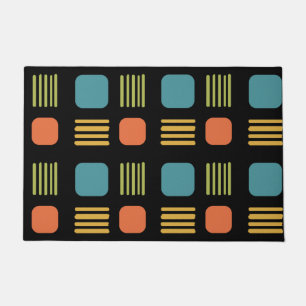 Mid-Century Modern Squares Lines Donkerkleurig Deurmat