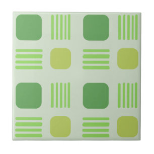 Mid-Century Modern Squares Lines Yellow Green Tegeltje