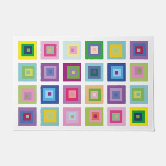 Mid Century Modern Squares Patroon kleurrijk Deurmat (Voorkant)