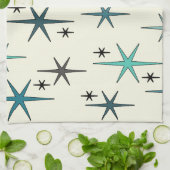 Mid Century Modern Star Sky Turquoise Theedoek (Gevouwen)