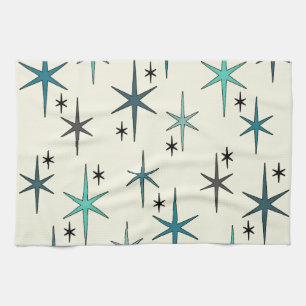Mid Century Modern Star Sky Turquoise Theedoek
