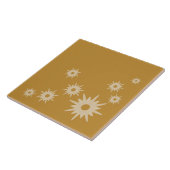 Mid-Century Modern Starburst Ochre Gold Tegeltje (Zijkant)