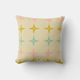 Mid-Century Modern Starburst Patroon in Roze Aqua Kussen