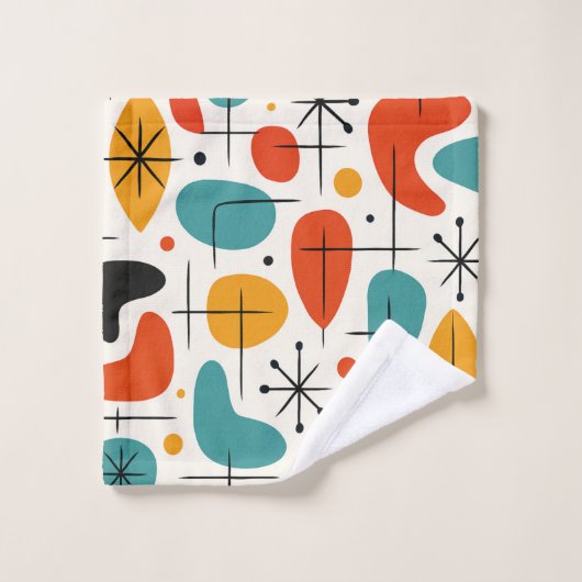 Mid Century Modern Starburst Pattern Bad Handdoek (Wasdoekje)