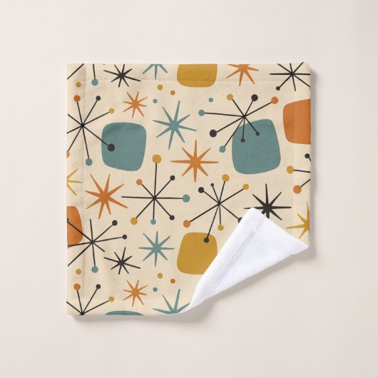 Mid Century Modern Starburst Pattern Bad Handdoek (Wasdoekje)