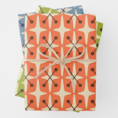 Mid Century Modern Starburst Pattern Inpakpapier Vel (In situ)