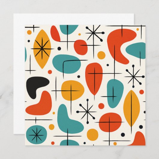 Mid Century Modern Starburst Pattern Kaart (Voorkant / Achterkant)