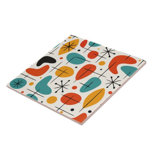 Mid Century Modern Starburst Pattern Tegeltje (Zijkant)