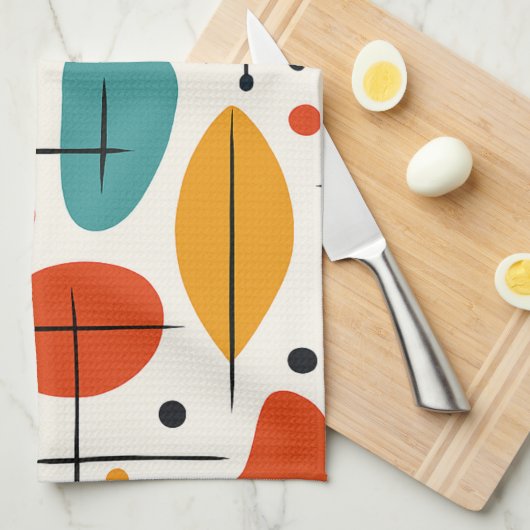 Mid Century Modern Starburst Pattern Theedoek (Quarter Fold)