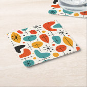 Mid Century Modern Starburst Pattern Vierkante Kartonnen Onderzetter (Schuin)