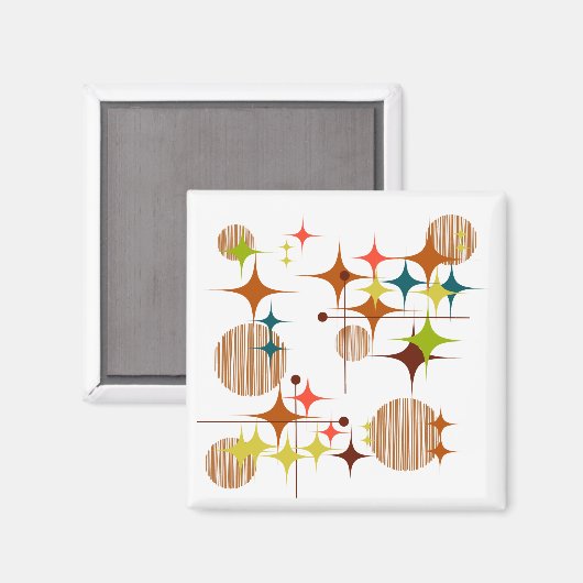 Mid Century Modern Starbursts en Wereldbollen Magn Magneet (Voorkant / Achterkant)