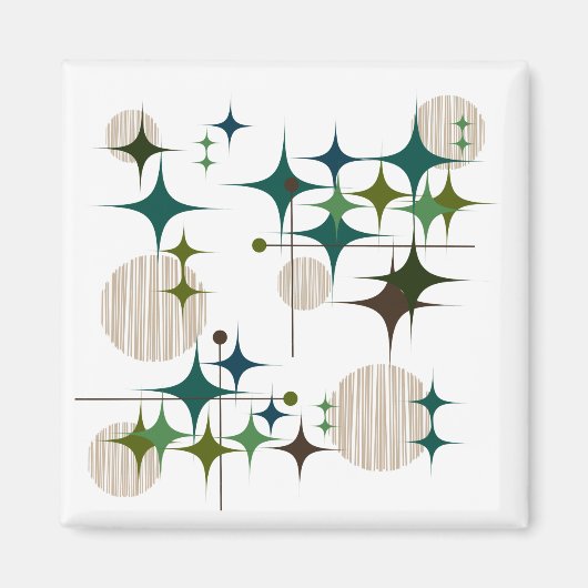 Mid Century Modern Starbursts en Wereldbollen Magn Magneet (Voorkant)