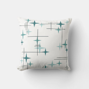 Mid Century Modern Stars (Blauwgroen) Kussen