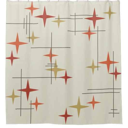 Mid Century Modern Stars Douchegordijn (Voorkant)