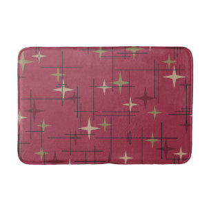Mid Century Modern Stars Maroon Badmat