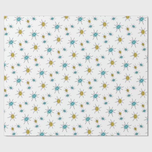 Mid Century Modern stijl, Atomic Starburst Cadeaupapier (Vlak)