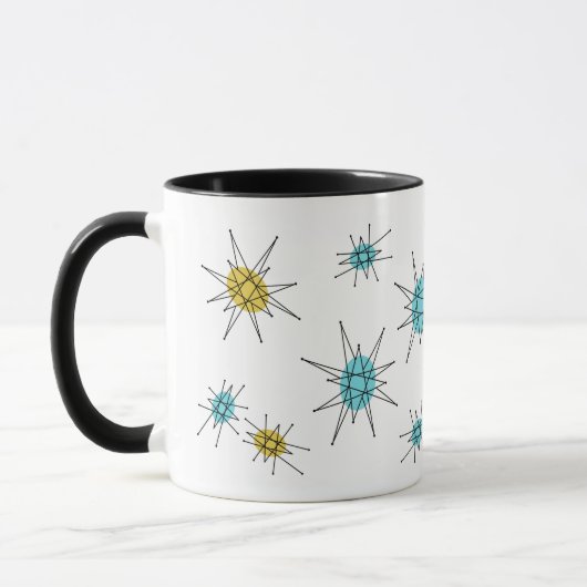 Mid Century Modern stijl, Atomic Starburst Mok (Links)