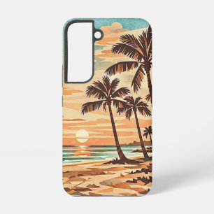 mid century modern strand Hawaii zonsondergang pal Samsung Galaxy Hoesje