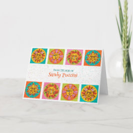 Mid Century Modern Sun Faces Note Kaart