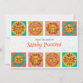 Mid Century Modern Sun Faces Note Kaart