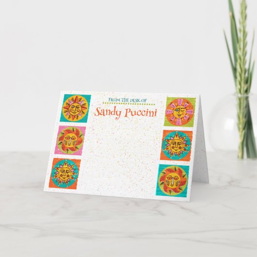 Mid Century Modern Sun Faces Note Kaart Verticaal (Voorkant)