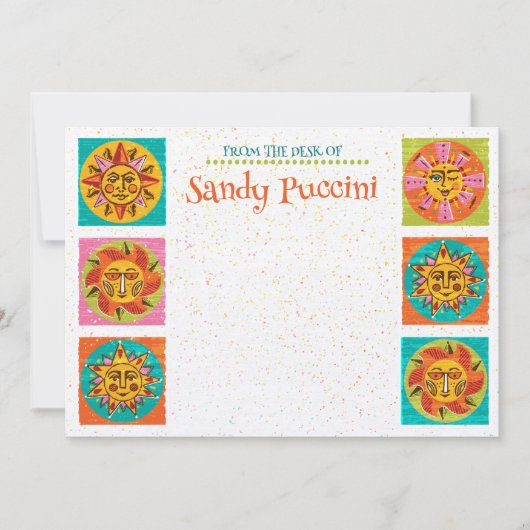 Mid Century Modern Sun Faces Note Kaart Verticaal (Voorkant)