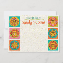 Mid Century Modern Sun Faces Note Kaart Verticaal