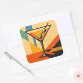 Mid Century Modern Sunrise Bauhaus Martini Vierkante Sticker (Envelop)