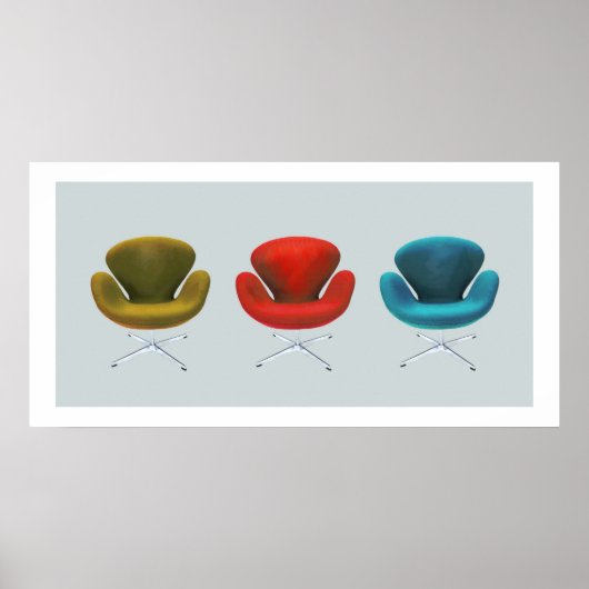Mid Century Modern Swan Chairs Poster (Voorkant)