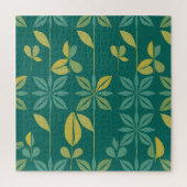 Mid-Century Modern Teal Botanical Geometric Leaf Legpuzzel (Verticaal)