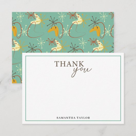 Mid-Century Modern Thank You Card - Retro Atomic Bedankkaart (Voorkant / Achterkant)